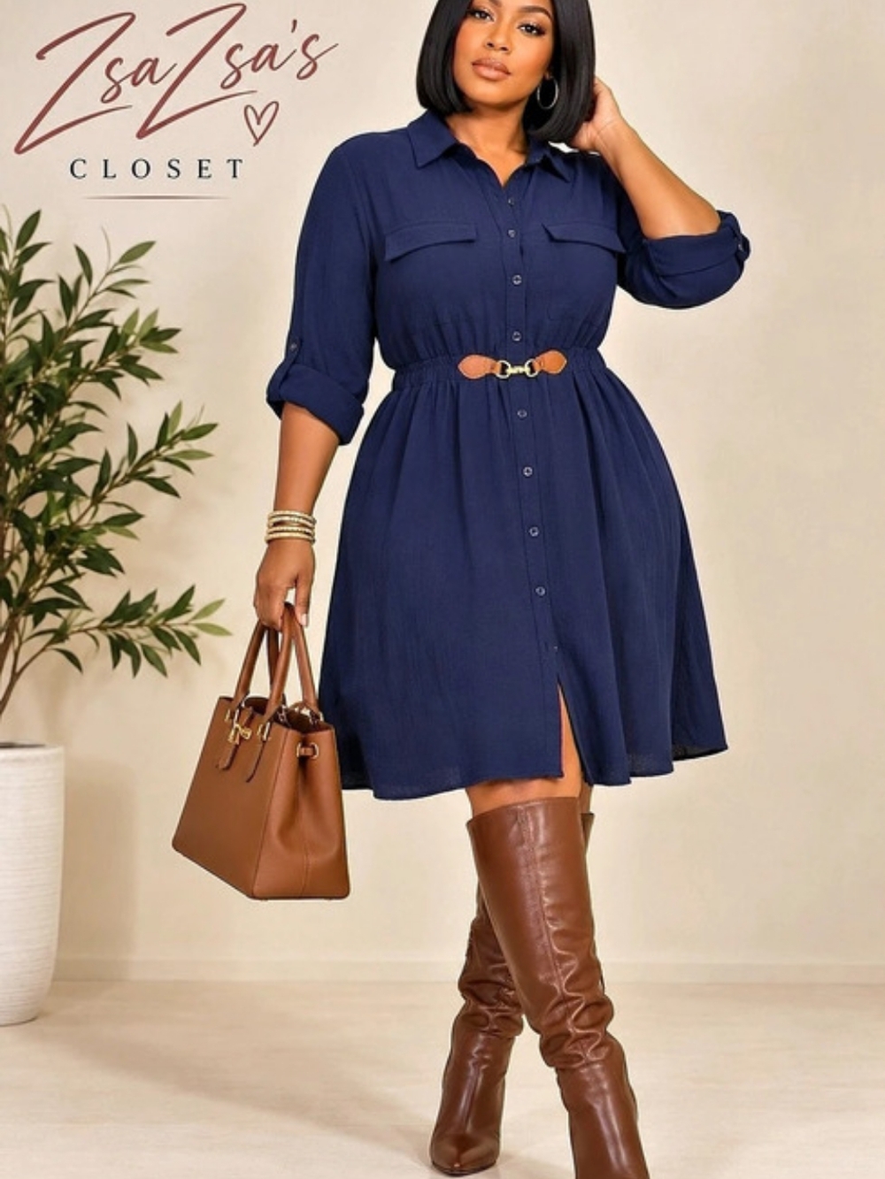 Indigo Rose Long Sleeve Midi Dress in Blue Size Large